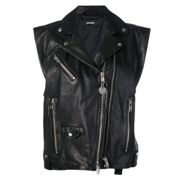 DIESEL DROPPET Sleeveless Leather Jacket - Picture 6 of 11